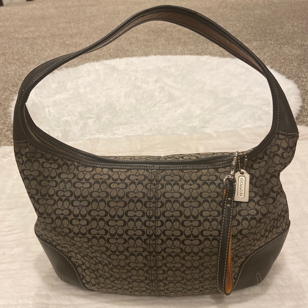Coach signature leather hobo shoulder bag